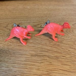Orange Dinosaur Earrings